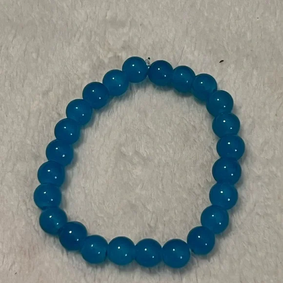 Handmade Elegant Oceanic Teal Beaded Bracelet, Size 7” - Picture 3 of 3